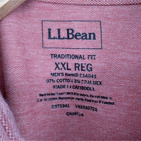 L.L. Bean Men's Traditional Fit Polo Shirt XXL Reg Light Red/Pink Outdoor Golf - Picture 4 of 7